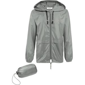 imageCOOFANDY Mens Packable Rain Jacket Lightweight Waterproof Raincoat with Hood Outdoor Rain Gear Travel Hiking CyclingGrey