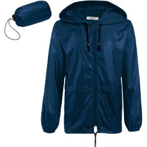 imageCOOFANDY Mens Packable Rain Jacket Lightweight Waterproof Raincoat with Hood Outdoor Rain Gear Travel Hiking CyclingNavy Blue