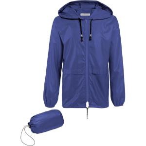 imageCOOFANDY Mens Packable Rain Jacket Lightweight Waterproof Raincoat with Hood Outdoor Rain Gear Travel Hiking CyclingRoyal Blue