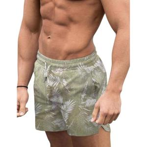 imageCOOFANDY Mens Swim Trunks Quick Dry Board Shorts Swimsuit Swimwear Bathing SuitP Green Plam Leaf