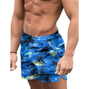imageCOOFANDY Mens Swim Trunks Quick Dry Board Shorts Swimsuit Swimwear Bathing SuitPalm Tree Blue