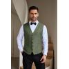 imageCOOFANDY Men Casual Suit Vest Formal Dress Vest Slim Fit Waistcoat Business WeddingArmy Green