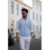 imageCOOFANDY Men Casual Suit Vest Formal Dress Vest Slim Fit Waistcoat Business WeddingPlaid Blazer Sky Blue