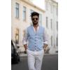 imageCOOFANDY Men Casual Suit Vest Formal Dress Vest Slim Fit Waistcoat Business WeddingPlaid Blazer Sky Blue