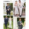 imageCOOFANDY Mens 2 Piece Suits Classic Fit 2 Button Dress Suits Tuxedo Jacket Blazer for Wedding Business Dinner PromBlue