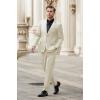 imageCOOFANDY Mens 2 Piece Suits Classic Fit 2 Button Dress Suits Tuxedo Jacket Blazer for Wedding Business Dinner PromKhaki