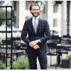 imageCOOFANDY Mens 2 Piece Suits Classic Fit 2 Button Dress Suits Tuxedo Jacket Blazer for Wedding Business Dinner PromNavy Blue  Plaid 