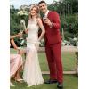 imageCOOFANDY Mens 2 Piece Suits Classic Fit 2 Button Dress Suits Tuxedo Jacket Blazer for Wedding Business Dinner PromRed