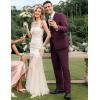 imageCOOFANDY Mens 2 Piece Suits Classic Fit 2 Button Dress Suits Tuxedo Jacket Blazer for Wedding Business Dinner PromWine Red