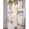 imageCOOFANDY Mens 2 Pieces Cotton Linen Set Long Sleeve Henley Shirts Casual Beach Pants With Pockets Summer Yoga OutfitsBeige