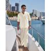 imageCOOFANDY Mens 2 Pieces Cotton Linen Set Long Sleeve Henley Shirts Casual Beach Pants With Pockets Summer Yoga OutfitsBeige