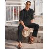 imageCOOFANDY Mens 2 Pieces Cotton Linen Set Long Sleeve Henley Shirts Casual Beach Pants With Pockets Summer Yoga OutfitsBlack