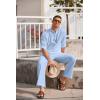 imageCOOFANDY Mens 2 Pieces Cotton Linen Set Long Sleeve Henley Shirts Casual Beach Pants With Pockets Summer Yoga OutfitsBlue