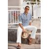 imageCOOFANDY Mens 2 Pieces Cotton Linen Set Long Sleeve Henley Shirts Casual Beach Pants With Pockets Summer Yoga OutfitsBlue Striped