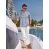 imageCOOFANDY Mens 2 Pieces Cotton Linen Set Long Sleeve Henley Shirts Casual Beach Pants With Pockets Summer Yoga OutfitsBlue Striped