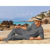 imageCOOFANDY Mens 2 Pieces Cotton Linen Set Long Sleeve Henley Shirts Casual Beach Pants With Pockets Summer Yoga OutfitsDark Grey