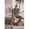 imageCOOFANDY Mens 2 Pieces Cotton Linen Set Long Sleeve Henley Shirts Casual Beach Pants With Pockets Summer Yoga OutfitsDark Grey