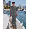 imageCOOFANDY Mens 2 Pieces Cotton Linen Set Long Sleeve Henley Shirts Casual Beach Pants With Pockets Summer Yoga OutfitsDark Grey