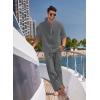 imageCOOFANDY Mens 2 Pieces Cotton Linen Set Long Sleeve Henley Shirts Casual Beach Pants With Pockets Summer Yoga OutfitsDark Grey