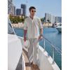 imageCOOFANDY Mens 2 Pieces Cotton Linen Set Long Sleeve Henley Shirts Casual Beach Pants With Pockets Summer Yoga OutfitsGrey