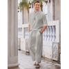 imageCOOFANDY Mens 2 Pieces Cotton Linen Set Long Sleeve Henley Shirts Casual Beach Pants With Pockets Summer Yoga OutfitsGrey