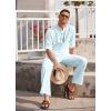 imageCOOFANDY Mens 2 Pieces Cotton Linen Set Long Sleeve Henley Shirts Casual Beach Pants With Pockets Summer Yoga OutfitsLight Blue