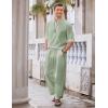 imageCOOFANDY Mens 2 Pieces Cotton Linen Set Long Sleeve Henley Shirts Casual Beach Pants With Pockets Summer Yoga OutfitsLight Green