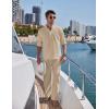 imageCOOFANDY Mens 2 Pieces Cotton Linen Set Long Sleeve Henley Shirts Casual Beach Pants With Pockets Summer Yoga OutfitsLight Khaki