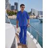 imageCOOFANDY Mens 2 Pieces Cotton Linen Set Long Sleeve Henley Shirts Casual Beach Pants With Pockets Summer Yoga OutfitsRoyal Blue
