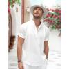 imageCOOFANDY Mens 2 Pieces Linen Set Henley Shirt Short Sleeve and Shorts Summer Beach Yoga Matching OutfitsAwhite