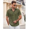 imageCOOFANDY Mens Button Down Shirt Short Sleeve Casual Shirts for Summer Beach Vacation ShirtsArmy Green
