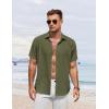imageCOOFANDY Mens Button Down Shirt Short Sleeve Casual Shirts for Summer Beach Vacation ShirtsArmy Green