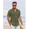 imageCOOFANDY Mens Button Down Shirt Short Sleeve Casual Shirts for Summer Beach Vacation ShirtsArmy Green