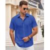 imageCOOFANDY Mens Button Down Shirt Short Sleeve Casual Shirts for Summer Beach Vacation ShirtsAzure