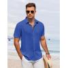 imageCOOFANDY Mens Button Down Shirt Short Sleeve Casual Shirts for Summer Beach Vacation ShirtsAzure