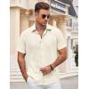 imageCOOFANDY Mens Button Down Shirt Short Sleeve Casual Shirts for Summer Beach Vacation ShirtsBeige