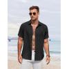 imageCOOFANDY Mens Button Down Shirt Short Sleeve Casual Shirts for Summer Beach Vacation ShirtsBlack