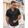 imageCOOFANDY Mens Button Down Shirt Short Sleeve Casual Shirts for Summer Beach Vacation ShirtsBlack