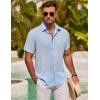 imageCOOFANDY Mens Button Down Shirt Short Sleeve Casual Shirts for Summer Beach Vacation ShirtsClear Blue
