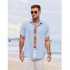 imageCOOFANDY Mens Button Down Shirt Short Sleeve Casual Shirts for Summer Beach Vacation ShirtsClear Blue