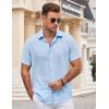 imageCOOFANDY Mens Button Down Shirt Short Sleeve Casual Shirts for Summer Beach Vacation ShirtsClear Blue