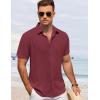 imageCOOFANDY Mens Button Down Shirt Short Sleeve Casual Shirts for Summer Beach Vacation ShirtsDark Red