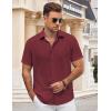 imageCOOFANDY Mens Button Down Shirt Short Sleeve Casual Shirts for Summer Beach Vacation ShirtsDark Red