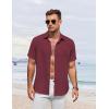 imageCOOFANDY Mens Button Down Shirt Short Sleeve Casual Shirts for Summer Beach Vacation ShirtsDark Red