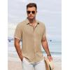 imageCOOFANDY Mens Button Down Shirt Short Sleeve Casual Shirts for Summer Beach Vacation ShirtsKhaki