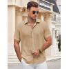 imageCOOFANDY Mens Button Down Shirt Short Sleeve Casual Shirts for Summer Beach Vacation ShirtsKhaki