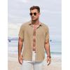 imageCOOFANDY Mens Button Down Shirt Short Sleeve Casual Shirts for Summer Beach Vacation ShirtsKhaki