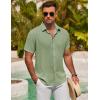 imageCOOFANDY Mens Button Down Shirt Short Sleeve Casual Shirts for Summer Beach Vacation ShirtsLight Green