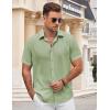 imageCOOFANDY Mens Button Down Shirt Short Sleeve Casual Shirts for Summer Beach Vacation ShirtsLight Green