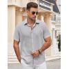 imageCOOFANDY Mens Button Down Shirt Short Sleeve Casual Shirts for Summer Beach Vacation ShirtsLight Grey